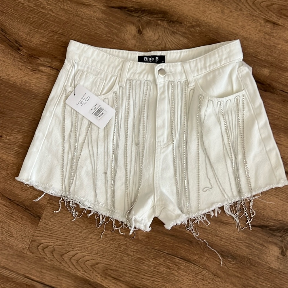 NWT! Blue B White Rhinestone Shorts